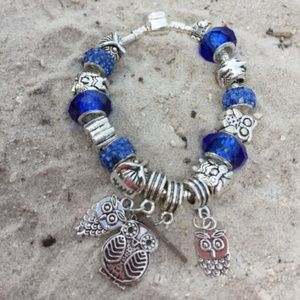 Silver Plated Murano Glass Chain Bracelet